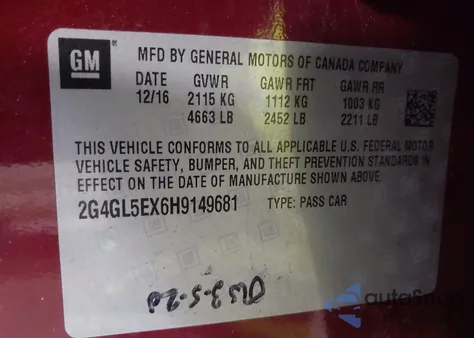 2017 Buick Regal Turbo Sport Touring z USA, uszkodzony, nr VIN 2G4GL5EX6H9149681